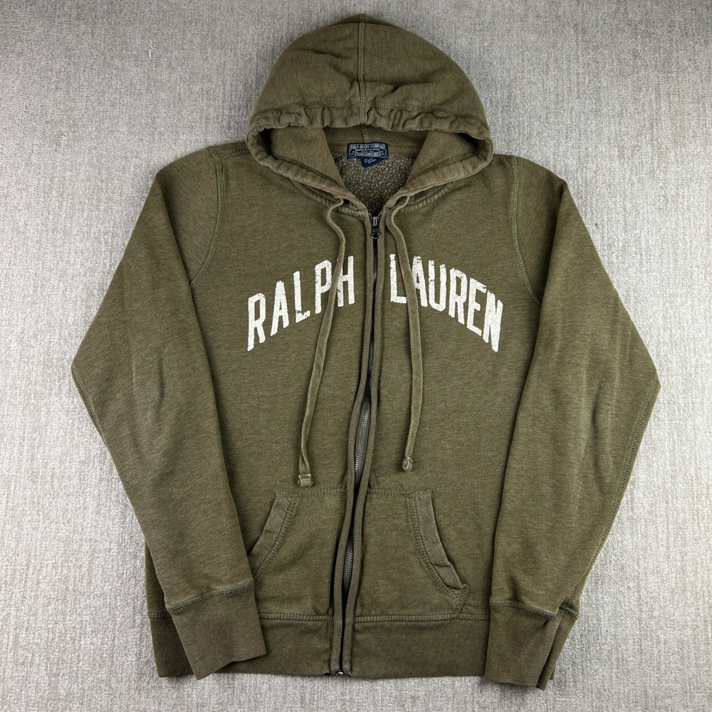 Y2K Polo Jeans Co Ralph Lauren Full Zip Hoodie Womens Large Olive Green Graphic